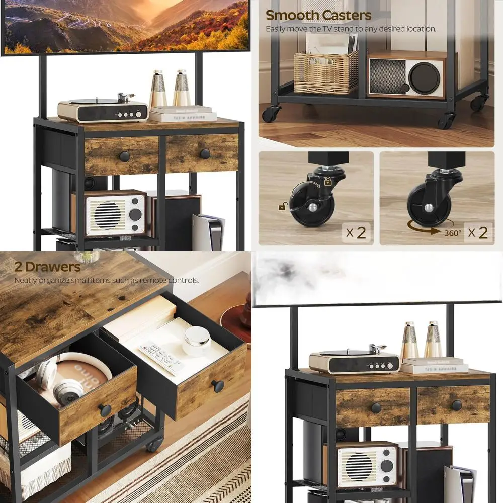 50 Corner TV Stand with Wheels, Rolling Entertainment Center, Rustic Brown, Fits Living & Meeting Rooms, DS08BR
50 Corner TV Stand with Wheels, Rolling Entertainment Center, Rustic Brown, Fits Living & Meeting Rooms, DS08BR