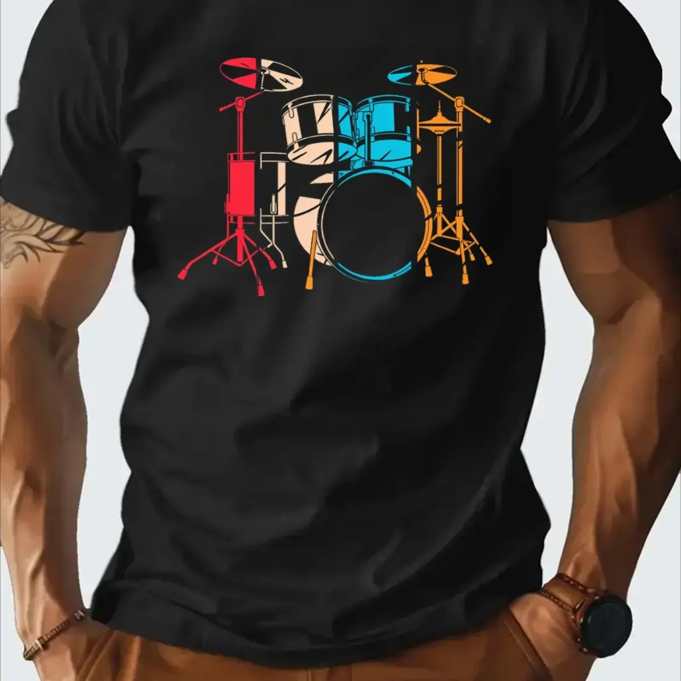 Men Cotton Casual T-Shirt Retro Drum Kit Print Relaxed Fit Short Sleeves Casual Multiple Color Options Men Clothing Comfortable
Men Cotton Casual T-Shirt Retro Drum Kit Print Relaxed Fit Short Sleeves Casual Multiple Color Options Men Clothing Comfortable