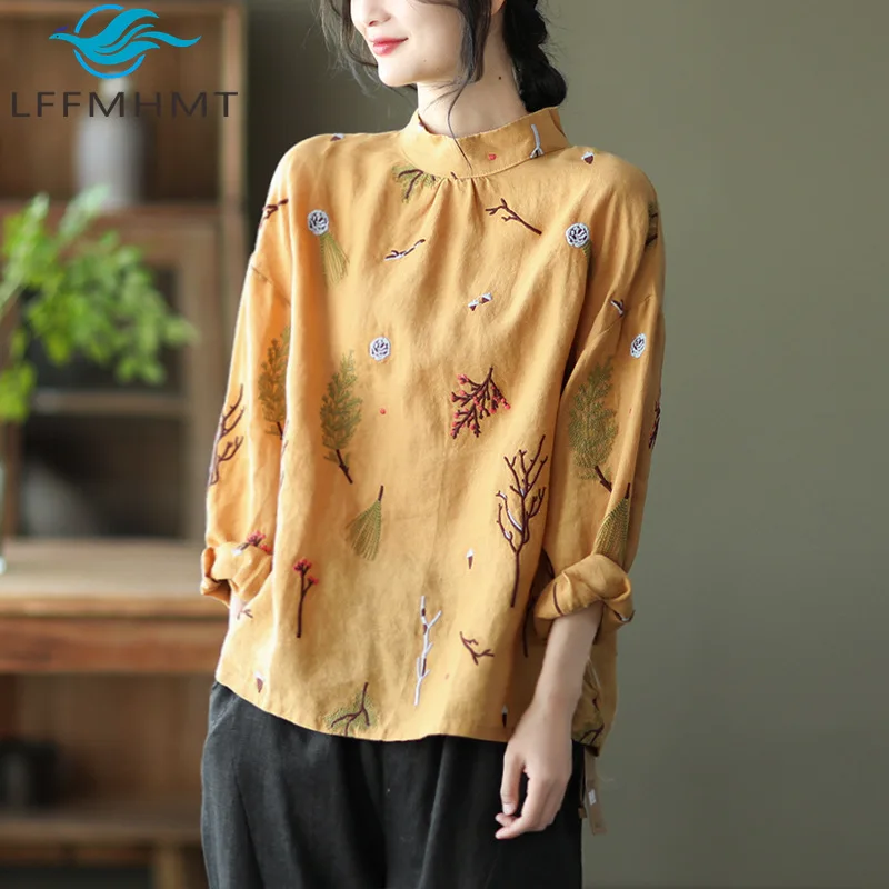 Women's Vintage Embroidered Linen Button Up Shirt Chinese Style Spring New Arrival Literary Long Sleeve Loose Casual Blouse Tops
Women's Vintage Embroidered Linen Button Up Shirt Chinese Style Spring New Arrival Literary Long Sleeve Loose Casual Blouse Tops