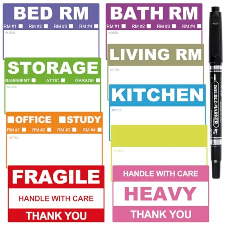 Count Removable Home Moving Labels, 3.4 x 2 Inch 9 Color Coded Moving Stickers Including Fragile Heavy and Blank Labels with 1
Count Removable Home Moving Labels, 3.4 x 2 Inch 9 Color Coded Moving Stickers Including Fragile Heavy and Blank Labels with 1