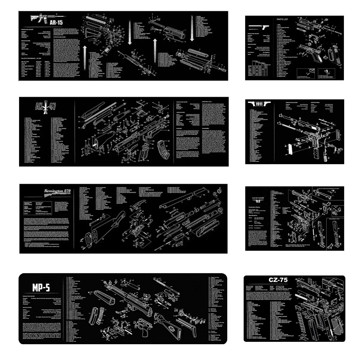 Резиновый коврик для чистки пистолета, детали коврика для мыши, схема для AR15 AK47 Remington 870 K98K MP5 G17 CZ-75 1911, Bere 92 PX4 Walther PPQ
Резиновый коврик для чистки пистолета, детали коврика для мыши, схема для AR15 AK47 Remington 870 K98K MP5 G17 CZ-75 1911, Bere 92 PX4 Walther PPQ