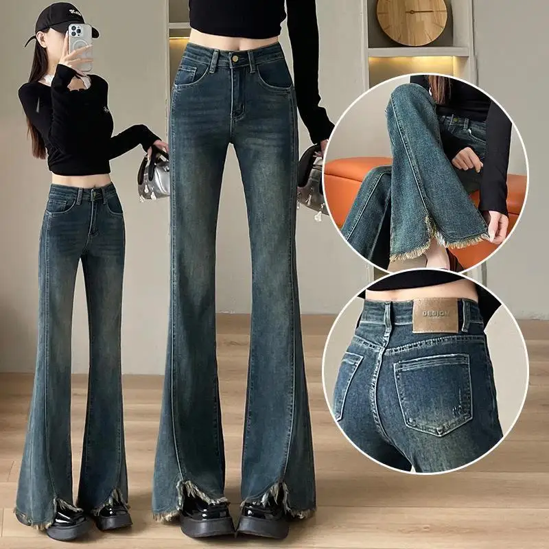 Raw Edge Slit High-waisted Micro-cropped Jeans Women's New Spring and Autumn Slimming Mop Flared Pants Women's Clothing Trousers
Raw Edge Slit High-waisted Micro-cropped Jeans Women's New Spring and Autumn Slimming Mop Flared Pants Women's Clothing Trousers