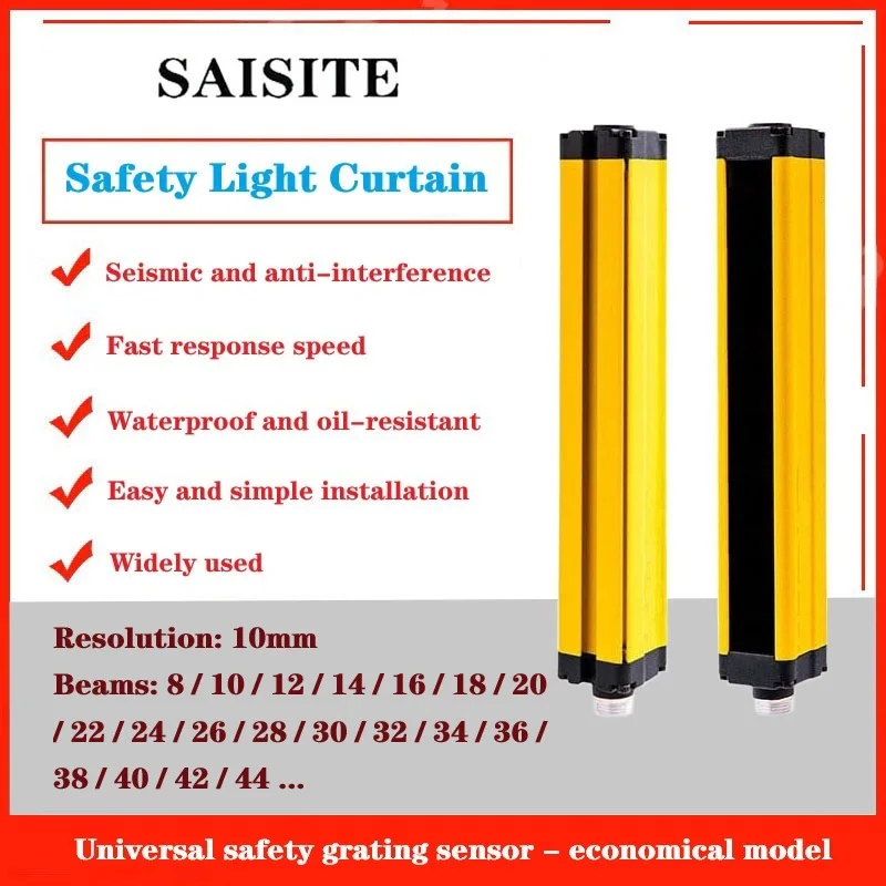 SAISITE Safety Light Curtain Sensor Switch 10mm Spacing 8/10/12/14/16/18/20/22...44 Beams Industrial Safety Protection Equipment
SAISITE Safety Light Curtain Sensor Switch 10mm Spacing 8/10/12/14/16/18/20/22...44 Beams Industrial Safety Protection Equipment