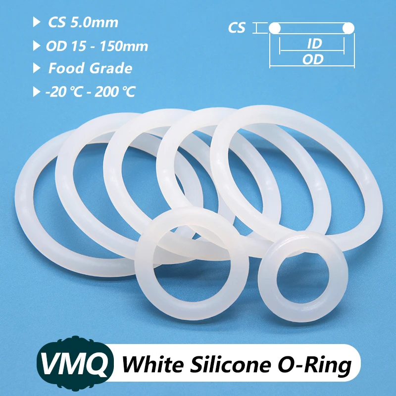 5/10pcs White Silicone Sealing VMQ O Ring CS 5mm OD 15mm ~ 155mm White Waterproof Washer Round O Shape Food Grade o ring Gasket
5/10pcs White Silicone Sealing VMQ O Ring CS 5mm OD 15mm ~ 155mm White Waterproof Washer Round O Shape Food Grade o ring Gasket