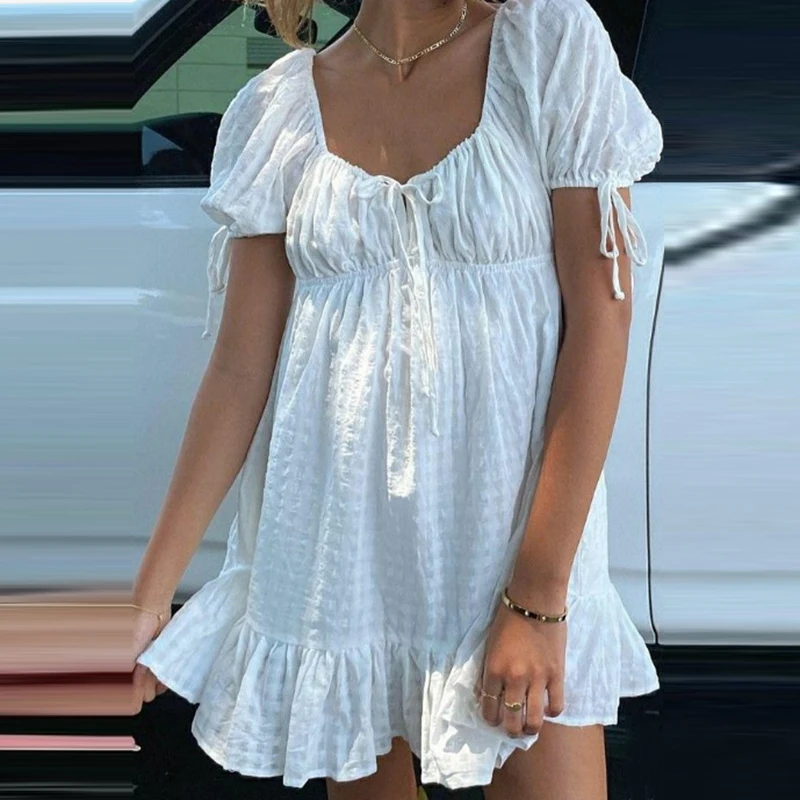 Women's Gingham Mini Dress Cute Puff Sleeve Sweetheart Neck Ruffled Hem Babydoll Short Dress Ladies Casual A-line Dress
Women's Gingham Mini Dress Cute Puff Sleeve Sweetheart Neck Ruffled Hem Babydoll Short Dress Ladies Casual A-line Dress