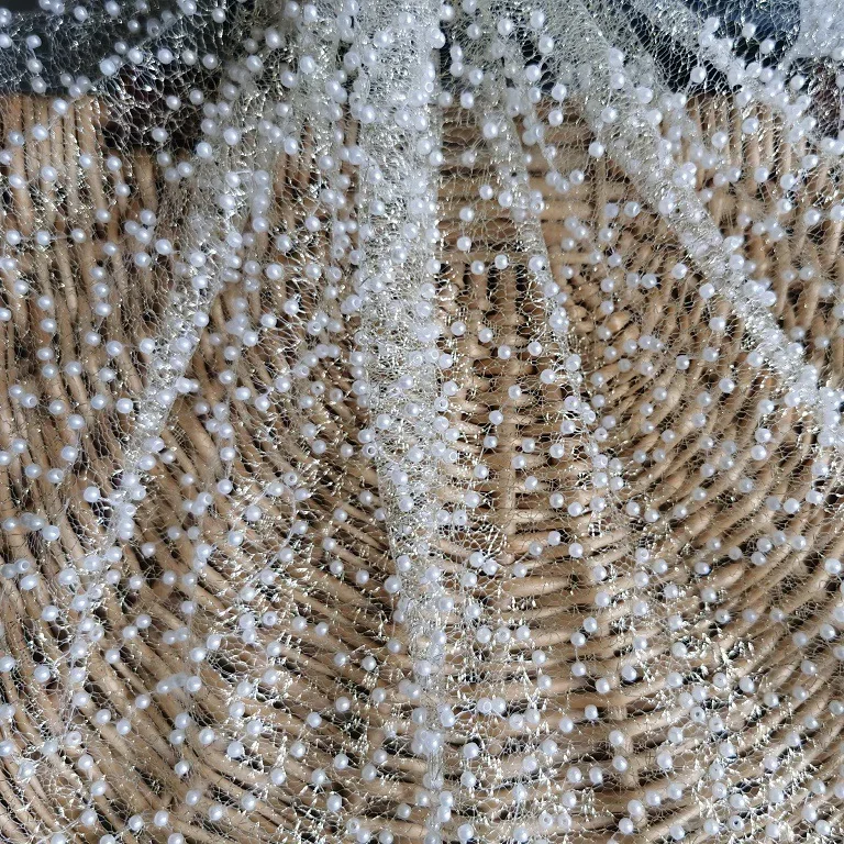 Gorgeous sparkling bead embroidery gold thread mesh fabric for wedding dresses, gowns, dresses, DIY sewing fabrics
Gorgeous sparkling bead embroidery gold thread mesh fabric for wedding dresses, gowns, dresses, DIY sewing fabrics