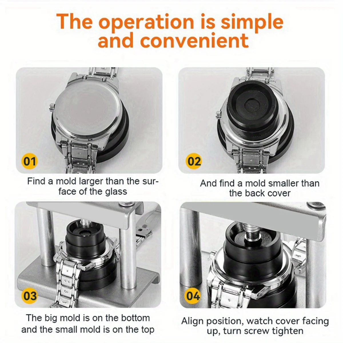 ABKM 12pcs Watch Metal Capping Machine Set Back Case Cover Press Screw Close Watchmakers Hand Repair Tools Kit
ABKM 12pcs Watch Metal Capping Machine Set Back Case Cover Press Screw Close Watchmakers Hand Repair Tools Kit