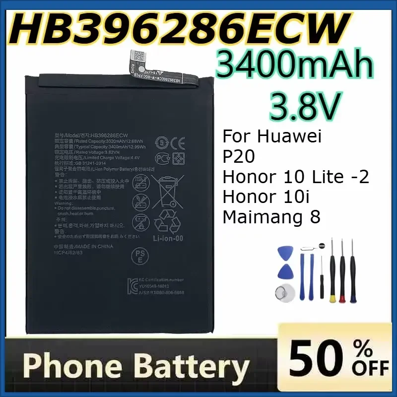 3400mAh 3.8V HB396286ECW Phone Batteries for Huawei P20 Honor 10 Lite -2 Honor 10i Maimang 8 Rechargeable Mobile Phone
3400mAh 3.8V HB396286ECW Phone Batteries for Huawei P20 Honor 10 Lite -2 Honor 10i Maimang 8 Rechargeable Mobile Phone