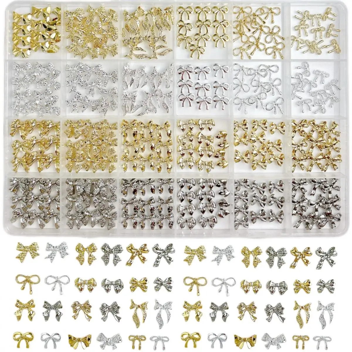 1 Box 3D Alloy Multi-Style Y2K Bow Nail Art Decoration Hot Girl Style Gold Silver Color Bow Nail Charms Supplies for DIY Crafts
1 Box 3D Alloy Multi-Style Y2K Bow Nail Art Decoration Hot Girl Style Gold Silver Color Bow Nail Charms Supplies for DIY Crafts