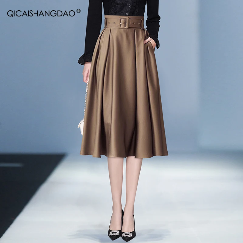 2024 Spring Summer Khaki Pleated Skirt Women High Waist Mid-Length A-Line Long Skirts With Pockets Elegant Big Swing Skirts
2024 Spring Summer Khaki Pleated Skirt Women High Waist Mid-Length A-Line Long Skirts With Pockets Elegant Big Swing Skirts