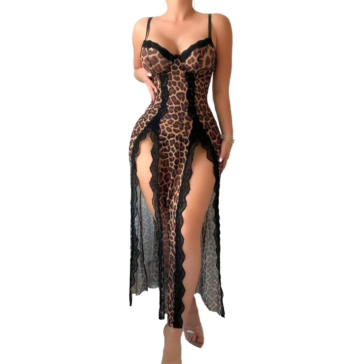 Luxury Blue / Wild Leopard Print Women's Seductive Lingerie Set Leopard & Lace Chemise with Thong Set Multi-Occasion Lingeri Set
Luxury Blue / Wild Leopard Print Women's Seductive Lingerie Set Leopard & Lace Chemise with Thong Set Multi-Occasion Lingeri Set