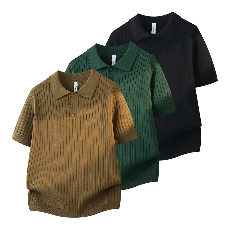 Summer Men's Clothing Retro Knit Lapel Striped Polo Shirt Solid Color Short Sleeve Fashion Light Luxury Popular Knitwear M-2XL
Summer Men's Clothing Retro Knit Lapel Striped Polo Shirt Solid Color Short Sleeve Fashion Light Luxury Popular Knitwear M-2XL