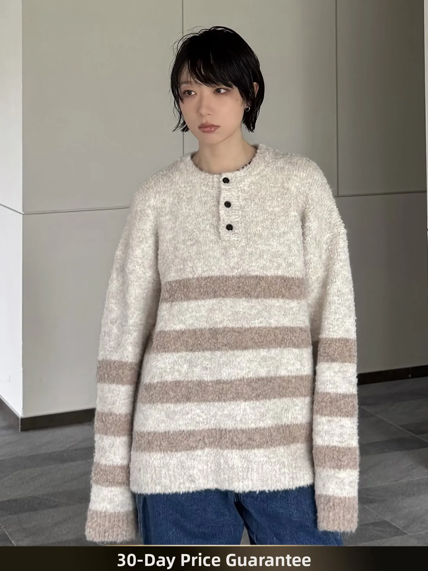 Американский ретро-свитер в полоску с воротником хенли, повседневный вязаный теплый топ для осени, для отдыха, для пар, молодежная мода
Американский ретро-свитер в полоску с воротником хенли, повседневный вязаный теплый топ для осени, для отдыха, для пар, молодежная мода