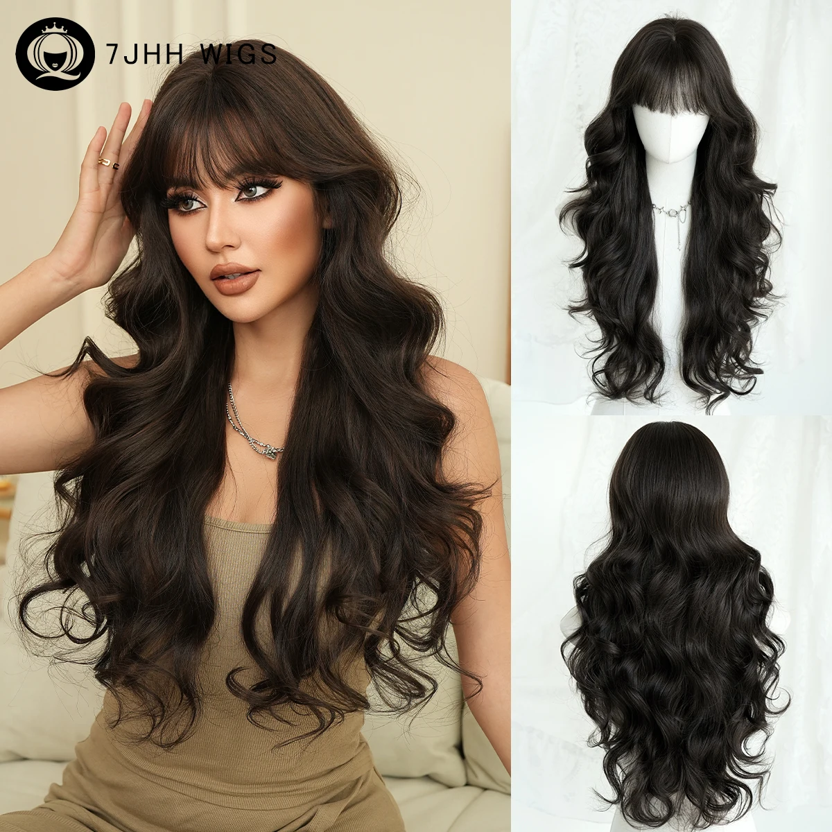 Long Body Wave Dark Brown Wig for Women Synthetic Heat-Resistant Modest Fashion Wear and Go Black Tea Wigs with Neat Bangs
Long Body Wave Dark Brown Wig for Women Synthetic Heat-Resistant Modest Fashion Wear and Go Black Tea Wigs with Neat Bangs
