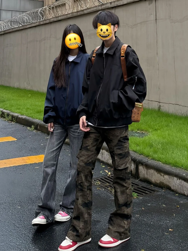 Loose Fit American Retro Bomber Jaet Men's Early Autumn Loose Collar Baseball orm Cleanfit ort Coat k Blue
Loose Fit American Retro Bomber Jaet Men's Early Autumn Loose Collar Baseball orm Cleanfit ort Coat k Blue