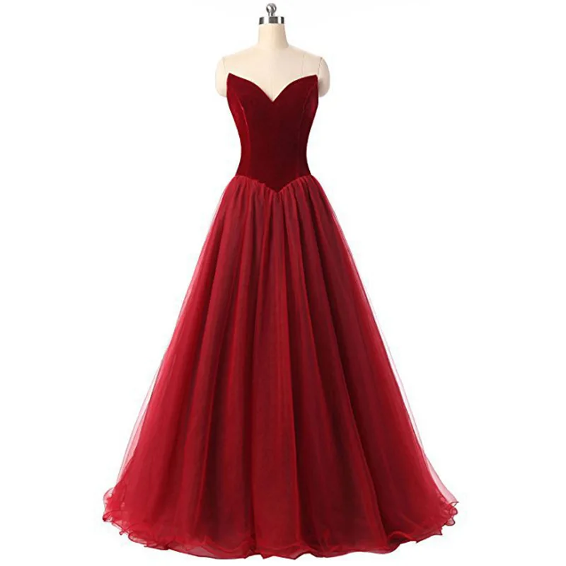 Strapless Formal Velour Evening Dress Classic Red Wedding Guest Dresses Elegant Banquet Tulle Gown A-line Prom Vestidos
Strapless Formal Velour Evening Dress Classic Red Wedding Guest Dresses Elegant Banquet Tulle Gown A-line Prom Vestidos