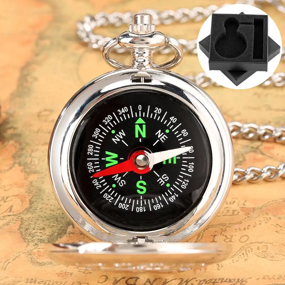 Vintage Pocket Compass Silver/Black/Gold/Bronze Portable Retro Fob Chain Pendant Compass Outdoor Gift for Adventurers Collectors
Vintage Pocket Compass Silver/Black/Gold/Bronze Portable Retro Fob Chain Pendant Compass Outdoor Gift for Adventurers Collectors