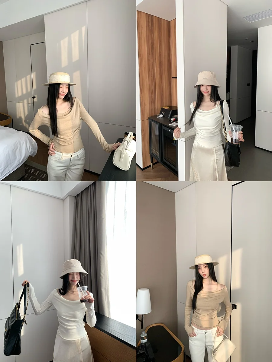 Soft Sle Long Sve Knitted Top Women's Spring Faion Versatile Crew Ne T-irt O-Ne Line Basic Color Matched Two-Piece
Soft Sle Long Sve Knitted Top Women's Spring Faion Versatile Crew Ne T-irt O-Ne Line Basic Color Matched Two-Piece