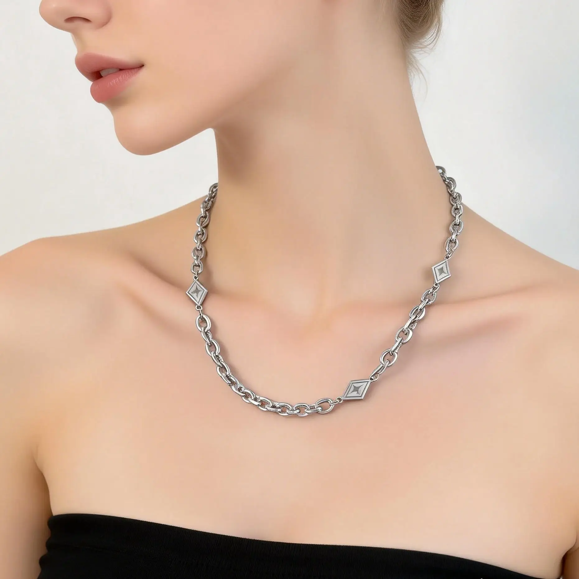 Cool Punk Silver Plated Necklace Thick Stainless Steel Chain Unisex Jewelry Gift for Women Men
Cool Punk Silver Plated Necklace Thick Stainless Steel Chain Unisex Jewelry Gift for Women Men