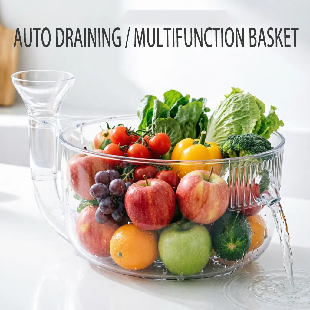 Transparent Fruit Washing Basket Automatic Drain Colander Kitchen Vegetable Cleaner Multifunction Storage Bowl
Transparent Fruit Washing Basket Automatic Drain Colander Kitchen Vegetable Cleaner Multifunction Storage Bowl