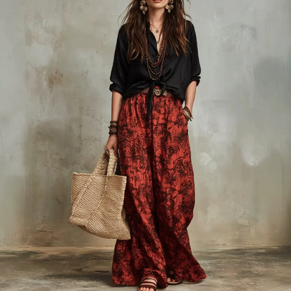Summer Outfits Female Matching Two Piece Set for Women Long Sleeve Loose Shirt Top & Flower Print Wide Leg Pant Vacation Outfit
Summer Outfits Female Matching Two Piece Set for Women Long Sleeve Loose Shirt Top & Flower Print Wide Leg Pant Vacation Outfit