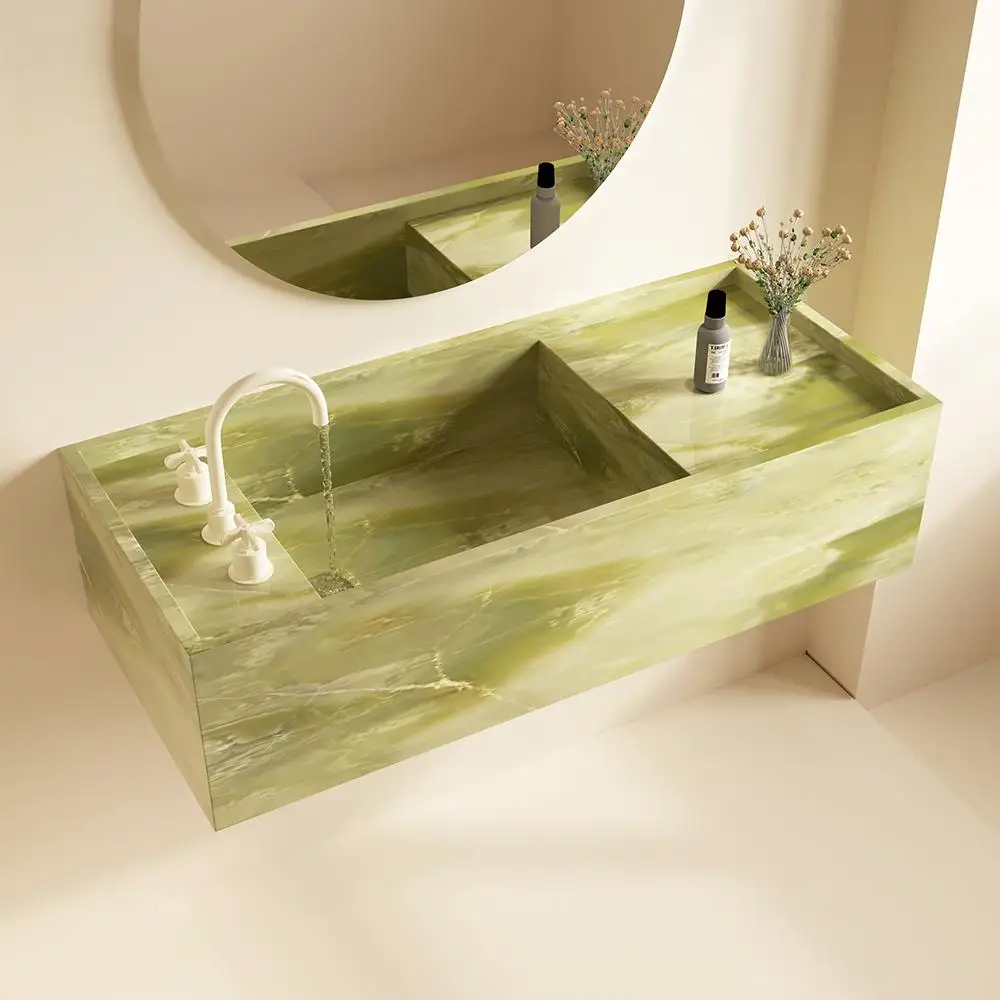 Limited Edition Green Jade Undermount Sink: Vintage Luxury Stone Slab Console Basin w/ Emerald Veins - Luxury for Master Bath
Limited Edition Green Jade Undermount Sink: Vintage Luxury Stone Slab Console Basin w/ Emerald Veins - Luxury for Master Bath