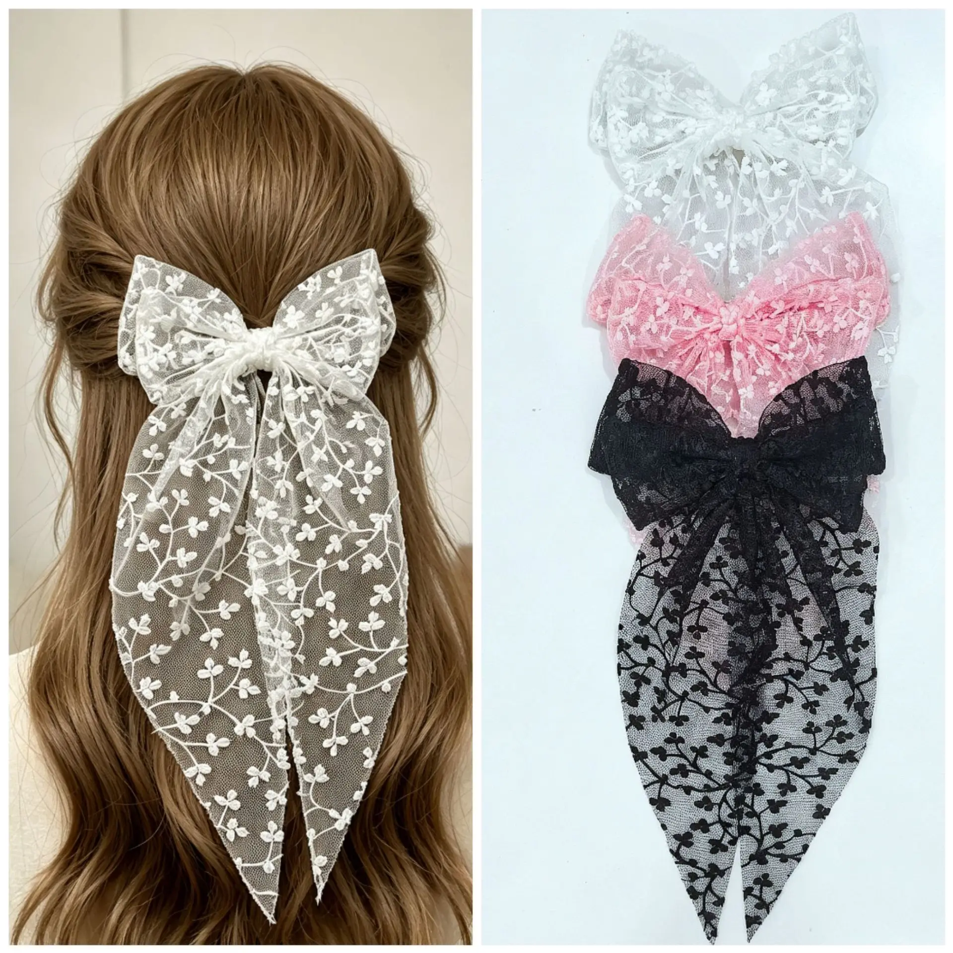 Lovely Lace Flower Swallowtail Bow Hair Clips Elegant Princess Style Hair Barrettes Sweet Girl Wedding Daily Party Hairstyle
Lovely Lace Flower Swallowtail Bow Hair Clips Elegant Princess Style Hair Barrettes Sweet Girl Wedding Daily Party Hairstyle
