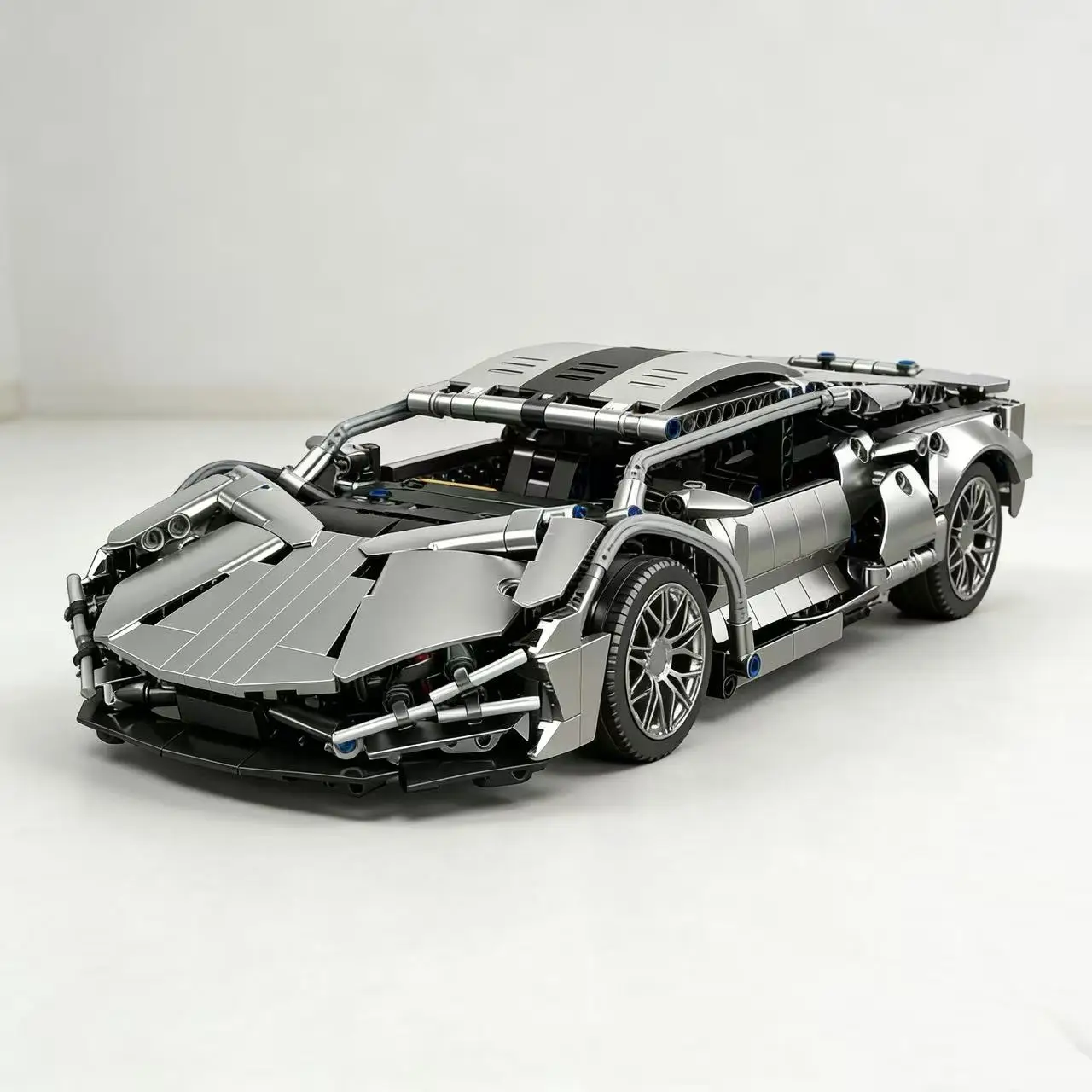 Metallic Silver Hypercar Building Blocks, Technic Racing Model, Collectible Display Toy
Metallic Silver Hypercar Building Blocks, Technic Racing Model, Collectible Display Toy