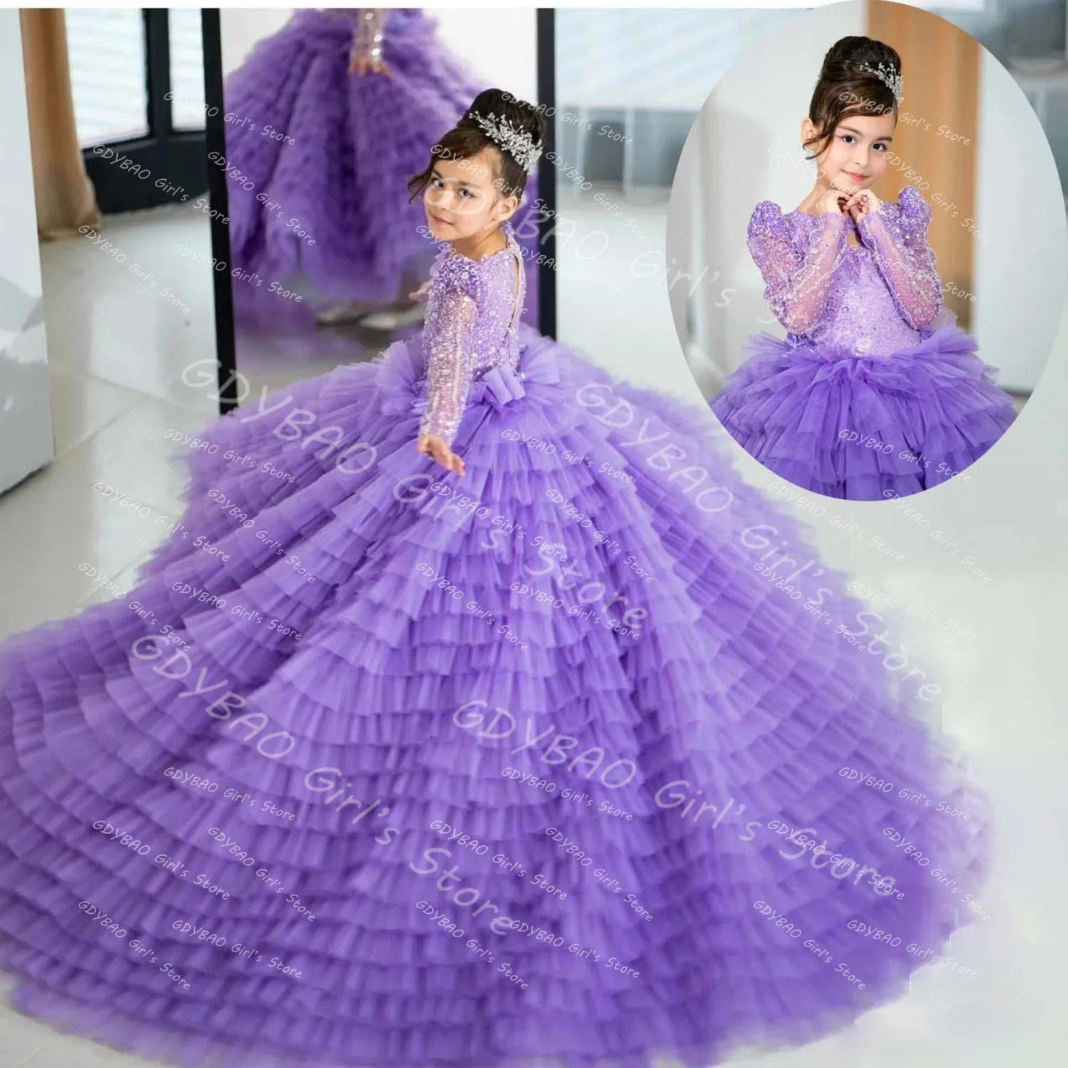 Tiered Tulle Princess Dress for Girls Sparking Sequined Lace Flower Girl Dress Kids Full Sleeve Customized Wedding Birthday Gown
Tiered Tulle Princess Dress for Girls Sparking Sequined Lace Flower Girl Dress Kids Full Sleeve Customized Wedding Birthday Gown