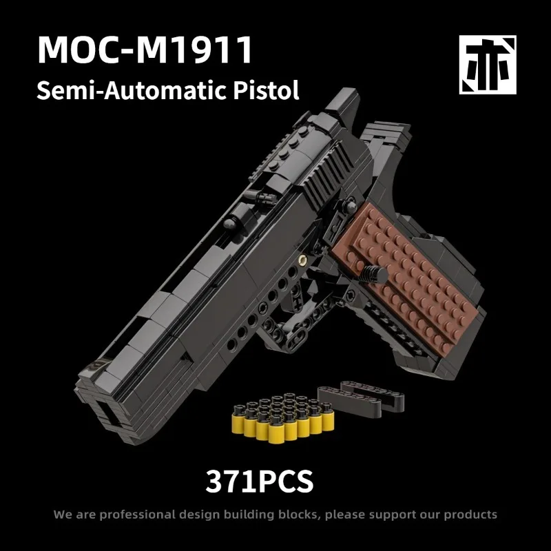 371PCS Technical M1911 Semi-Automatic Pistol Building Blocks Emissibility With Bullet Assemble Gun Bricks Toy Gift For Boy
371PCS Technical M1911 Semi-Automatic Pistol Building Blocks Emissibility With Bullet Assemble Gun Bricks Toy Gift For Boy