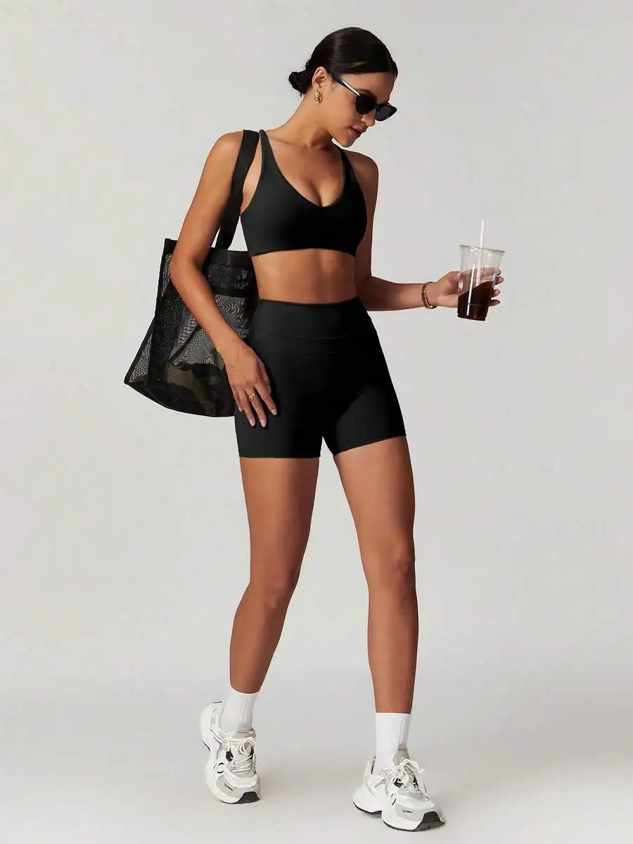 Womens Black Sportswear Set Yoga Vest And Shorts High Elasticity Comfortable Fitness Wear
Womens Black Sportswear Set Yoga Vest And Shorts High Elasticity Comfortable Fitness Wear