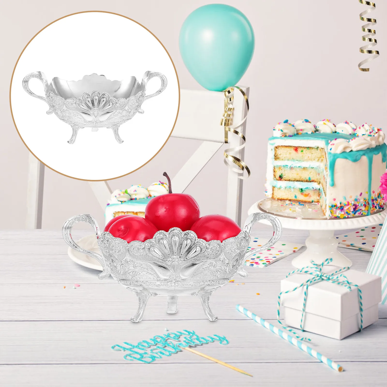 Silver Footed Fruit Bowl Metal Kitchen Countertop Decorative Fruit Plate Party Serving Tray Party Snack Bowls Snack Stand
Silver Footed Fruit Bowl Metal Kitchen Countertop Decorative Fruit Plate Party Serving Tray Party Snack Bowls Snack Stand