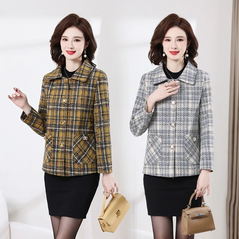 Middle-Aged Elderly Womens Coat Fashion Lining Plaid Jacket Spring Autumn short Coats Tops Casual Outerwear Female
Middle-Aged Elderly Womens Coat Fashion Lining Plaid Jacket Spring Autumn short Coats Tops Casual Outerwear Female