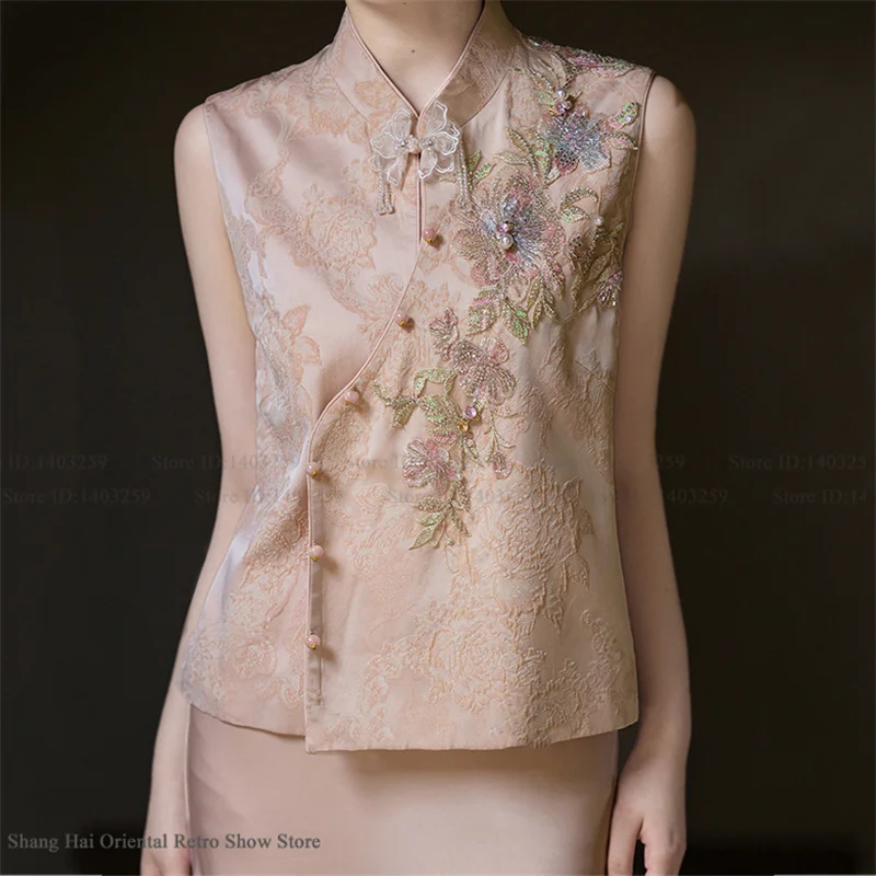 New Chinese Style Women Costume Vest Qipao Set Retro Jacquard Embroidery Tang Costume Silky Satin Waistcoat Dress Evening Dress
New Chinese Style Women Costume Vest Qipao Set Retro Jacquard Embroidery Tang Costume Silky Satin Waistcoat Dress Evening Dress
