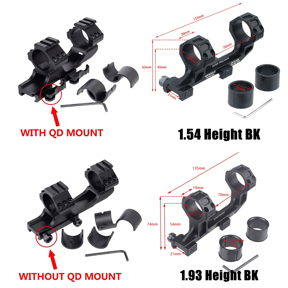Tactical GEISSELE Automatics Cantilever 25.4mm 30mm Rings 1.54 1.93 Fit for Rifle M4 M16 Ar15 Optic Sight Scope 20mm Rail Mount
Tactical GEISSELE Automatics Cantilever 25.4mm 30mm Rings 1.54 1.93 Fit for Rifle M4 M16 Ar15 Optic Sight Scope 20mm Rail Mount