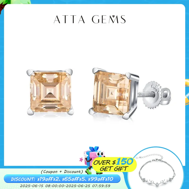 ATTAGEMS Silver 925 Earring Yellow Moissanite Screw Back Stud Square Stud Earrings For Women Princess Cut 5*5MM Jewelry 귀걸이
ATTAGEMS Silver 925 Earring Yellow Moissanite Screw Back Stud Square Stud Earrings For Women Princess Cut 5*5MM Jewelry 귀걸이