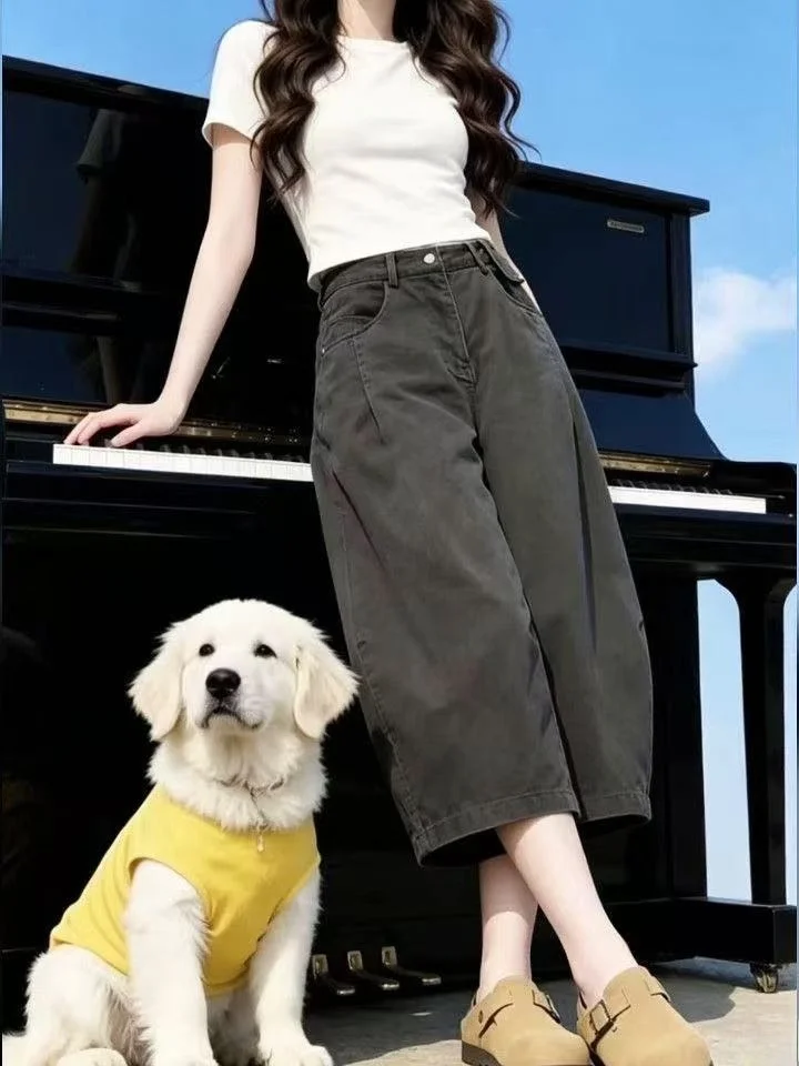 High Waist Loose Fit Grey Denim Pants Women's Summer Casual Wide Leg Jeans High Street Lazy Style Casual Eighteen Years Old
High Waist Loose Fit Grey Denim Pants Women's Summer Casual Wide Leg Jeans High Street Lazy Style Casual Eighteen Years Old