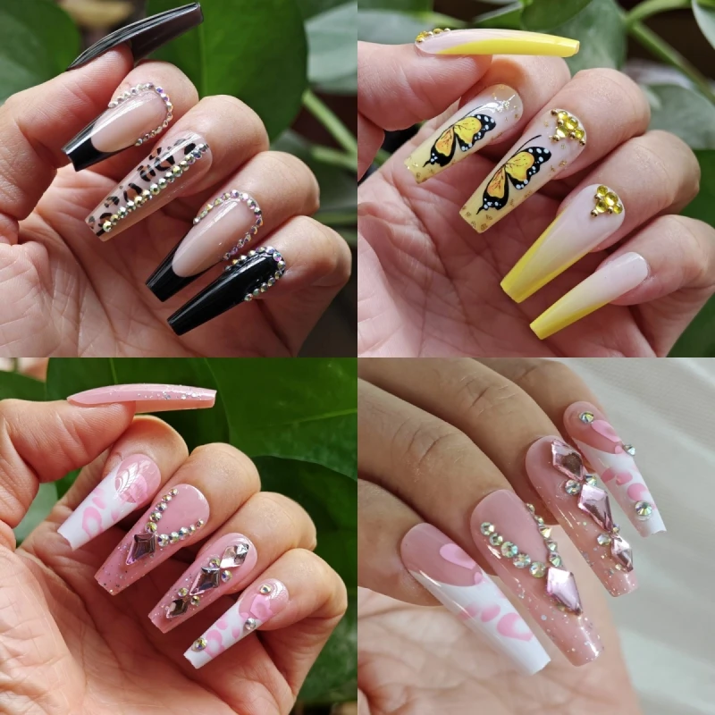 24pcs Light Purple Pink Green Ombre Press On Nails Jeweled Glitter Long Coffin French False Nail Set
24pcs Light Purple Pink Green Ombre Press On Nails Jeweled Glitter Long Coffin French False Nail Set
