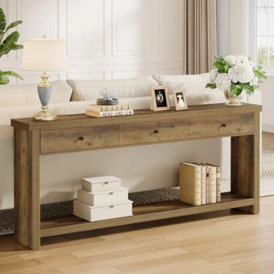 70.9 inch Console Table with 3 Drawers Extra Long Entryway Table Wood Sofa Table Oak Furniture with Open Storage Shelves Wooden
70.9 inch Console Table with 3 Drawers Extra Long Entryway Table Wood Sofa Table Oak Furniture with Open Storage Shelves Wooden