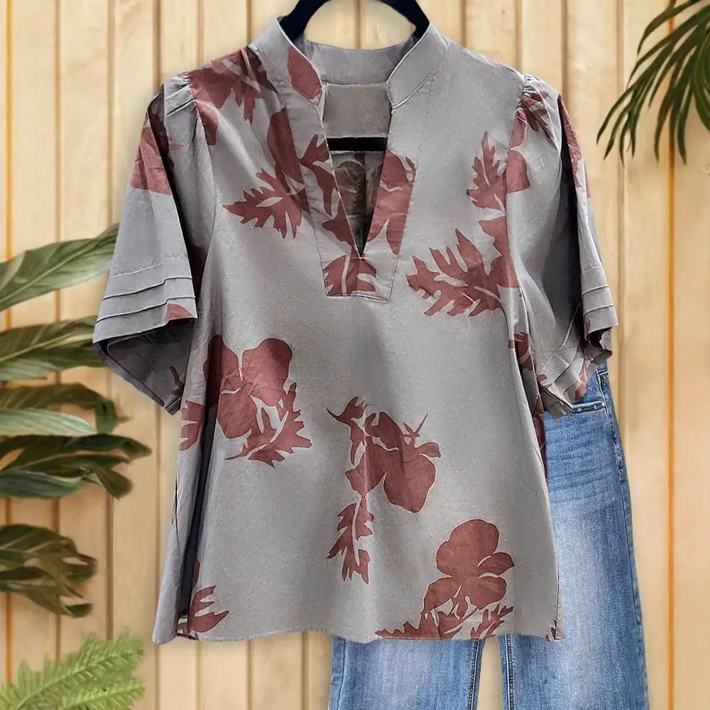 Women's Vintage Printed V-neck Shirt Short Sleeve Fashion Ladies' Premium Clothing Retro Style Fabric Other 100% Non-deformable
Women's Vintage Printed V-neck Shirt Short Sleeve Fashion Ladies' Premium Clothing Retro Style Fabric Other 100% Non-deformable