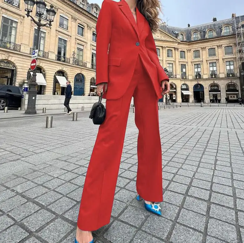 Summer New Fashion Long Sleeve Turn-down Collar Single Buckle Solid Color Slim Fit Coat + Straight Leg Wide Leg Pants For Women,
Summer New Fashion Long Sleeve Turn-down Collar Single Buckle Solid Color Slim Fit Coat + Straight Leg Wide Leg Pants For Women,