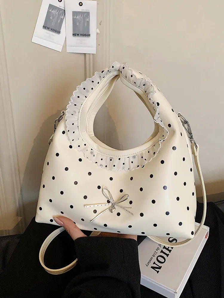 Sweet Lace Splicing Polka Dot Women's Handbags 2026 Summer Cute Fashion Bowknot PU Leather Messenger Bags Exquisite Shoulder Bag
Sweet Lace Splicing Polka Dot Women's Handbags 2026 Summer Cute Fashion Bowknot PU Leather Messenger Bags Exquisite Shoulder Bag