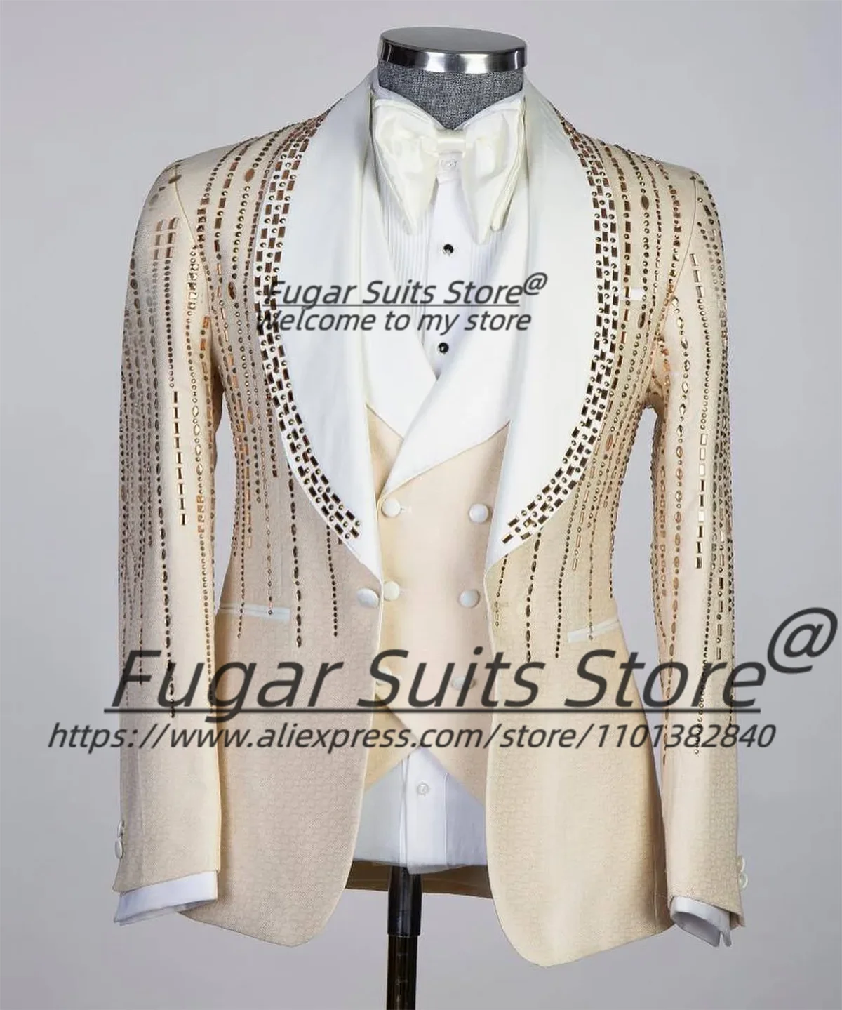 Customized Shiny Men Suits Luxuly Beadwork Groom Wedding Tuxedos 3 Pieces Sets Male Prom Blazers Customized Costume Homme
Customized Shiny Men Suits Luxuly Beadwork Groom Wedding Tuxedos 3 Pieces Sets Male Prom Blazers Customized Costume Homme