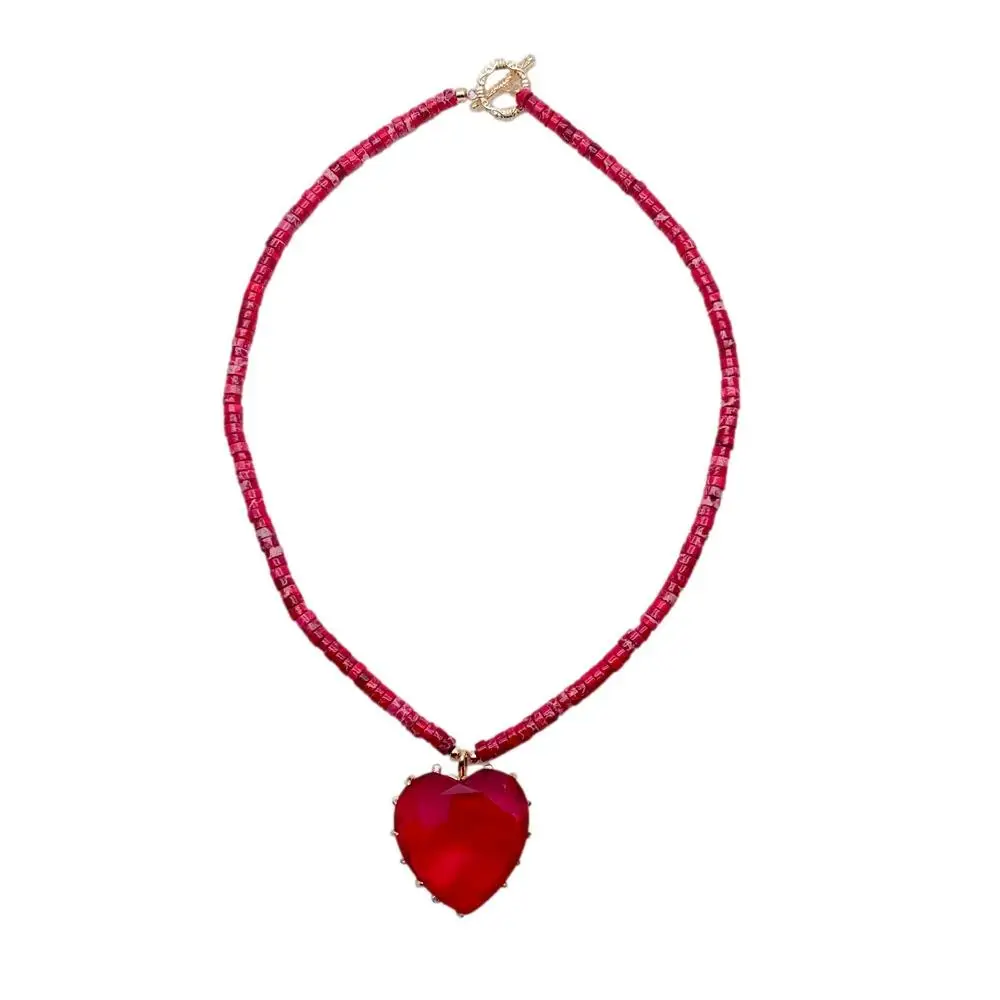 Y·YING Red Sea Sediment Jasper Necklace Crystal Heart Shape Pendant Charm Choker Necklace
Y·YING Red Sea Sediment Jasper Necklace Crystal Heart Shape Pendant Charm Choker Necklace