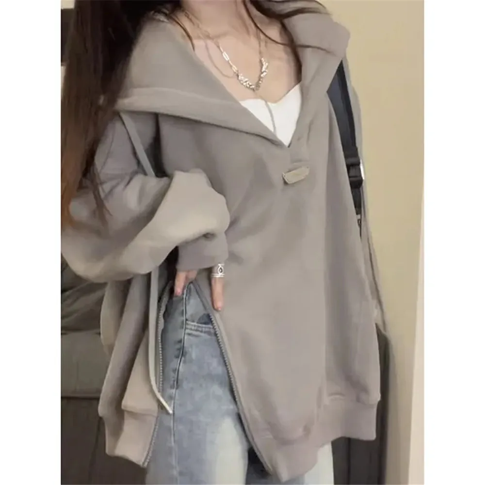 High Street Loose Casual Spring Hoodies Women Y2k Clothes Korean Harajuku Side Slit Top Hip Hop Chic Fashion Aesthetic Sweatwear
High Street Loose Casual Spring Hoodies Women Y2k Clothes Korean Harajuku Side Slit Top Hip Hop Chic Fashion Aesthetic Sweatwear