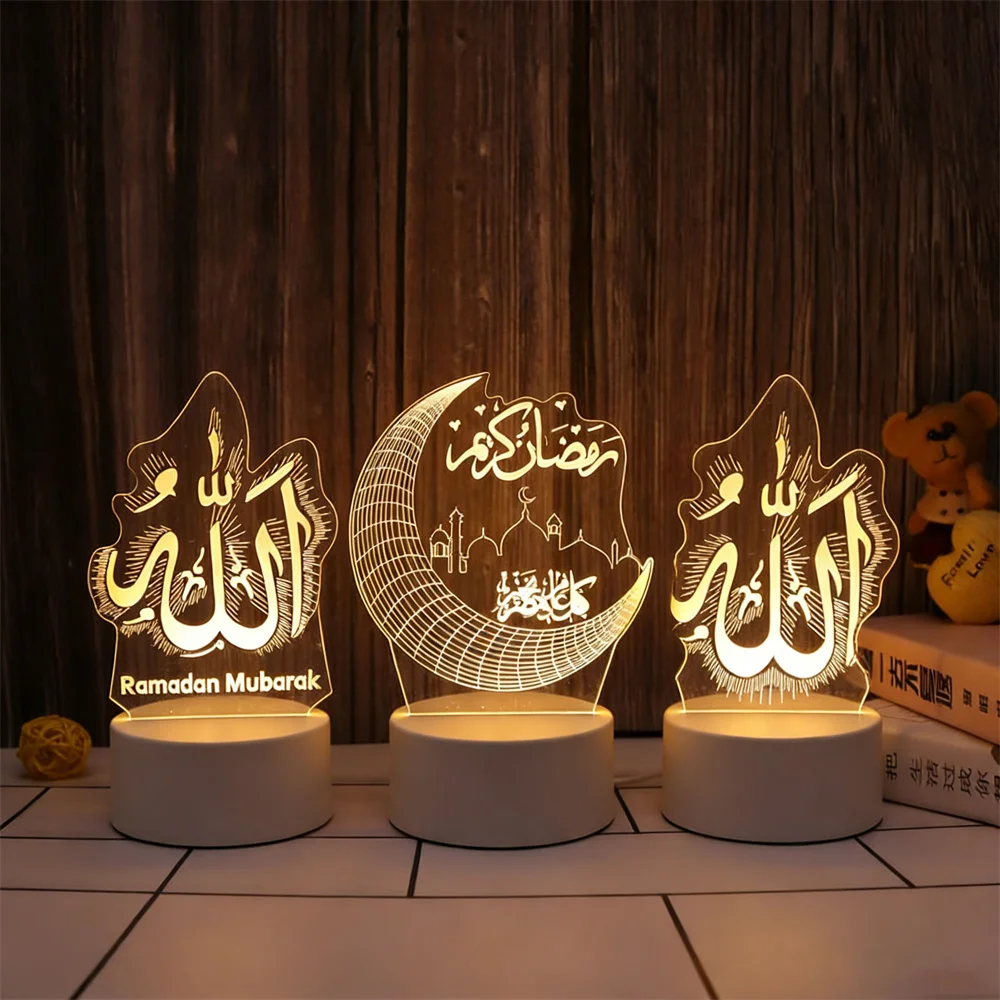 3D Moon Castle Acrylic LED Night Light USB Powered EID Mubarak Ornaments Ramadan Festival Party Supplies Neon Lamp Bedroom Decor
3D Moon Castle Acrylic LED Night Light USB Powered EID Mubarak Ornaments Ramadan Festival Party Supplies Neon Lamp Bedroom Decor