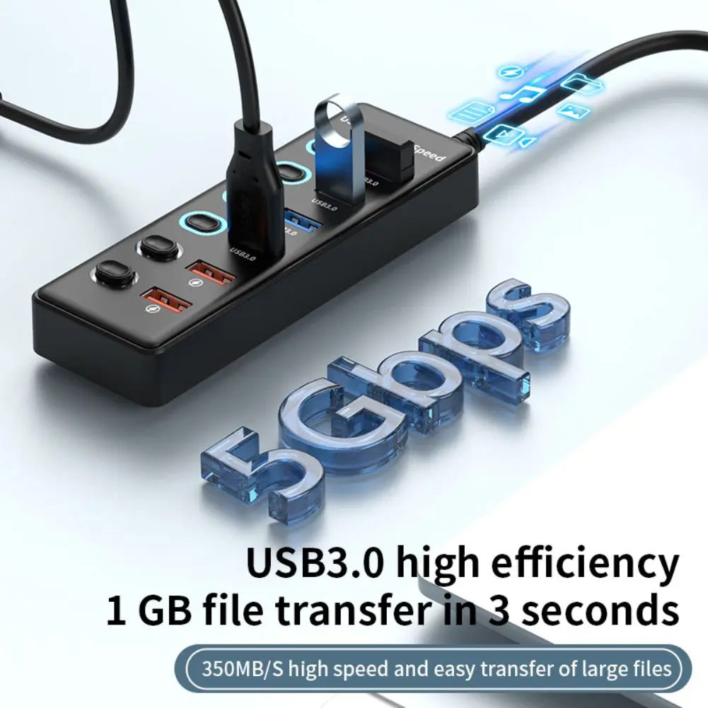 6 Port USB 3.0 Hub Compatible For OS Windows11/10/8 4 USB 3.0 Port And 2 2.4A Hub Ports With Independent Switch Control
6 Port USB 3.0 Hub Compatible For OS Windows11/10/8 4 USB 3.0 Port And 2 2.4A Hub Ports With Independent Switch Control