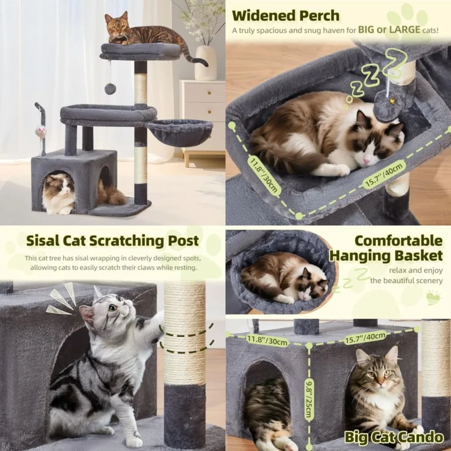 Cat Tree, 32.2-Inch Cat Tower for Indoors Cats, Cat Condo with Large Cat Perch, Spacious Cat Cave, Scratching Posts for Small a
Cat Tree, 32.2-Inch Cat Tower for Indoors Cats, Cat Condo with Large Cat Perch, Spacious Cat Cave, Scratching Posts for Small a