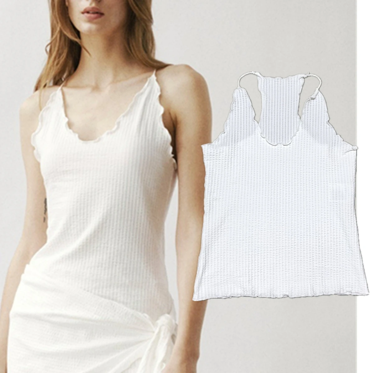 Dave&di Minimalist Wave Edge Waffle Knit Camisole Vest For Women's Slim Fit Short Top T-shirt Woman Clothes Female Clothing 2026
Dave&di Minimalist Wave Edge Waffle Knit Camisole Vest For Women's Slim Fit Short Top T-shirt Woman Clothes Female Clothing 2026