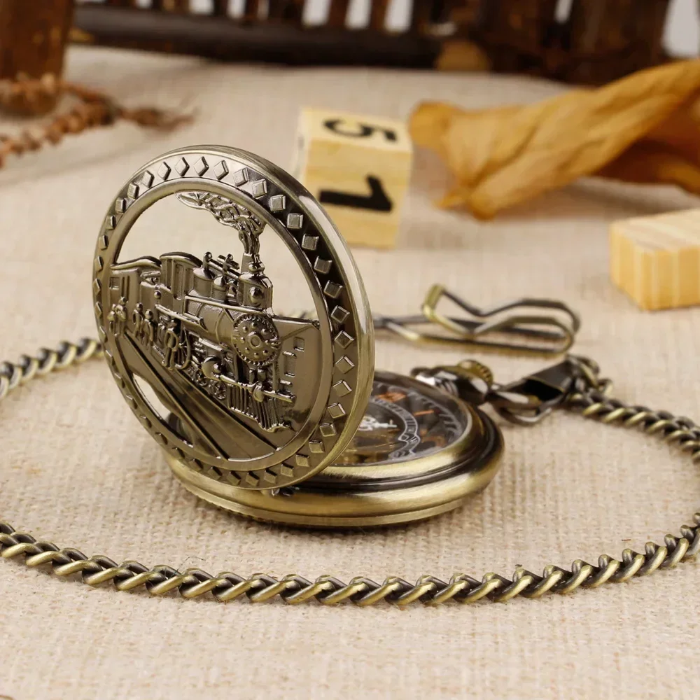 Retro Bronze Train Steampunk Mechanical Pocket Watch Men Metal Pendent Chain Classic Hand-Wind Vintage Pocket Fob Filp Watches
Retro Bronze Train Steampunk Mechanical Pocket Watch Men Metal Pendent Chain Classic Hand-Wind Vintage Pocket Fob Filp Watches